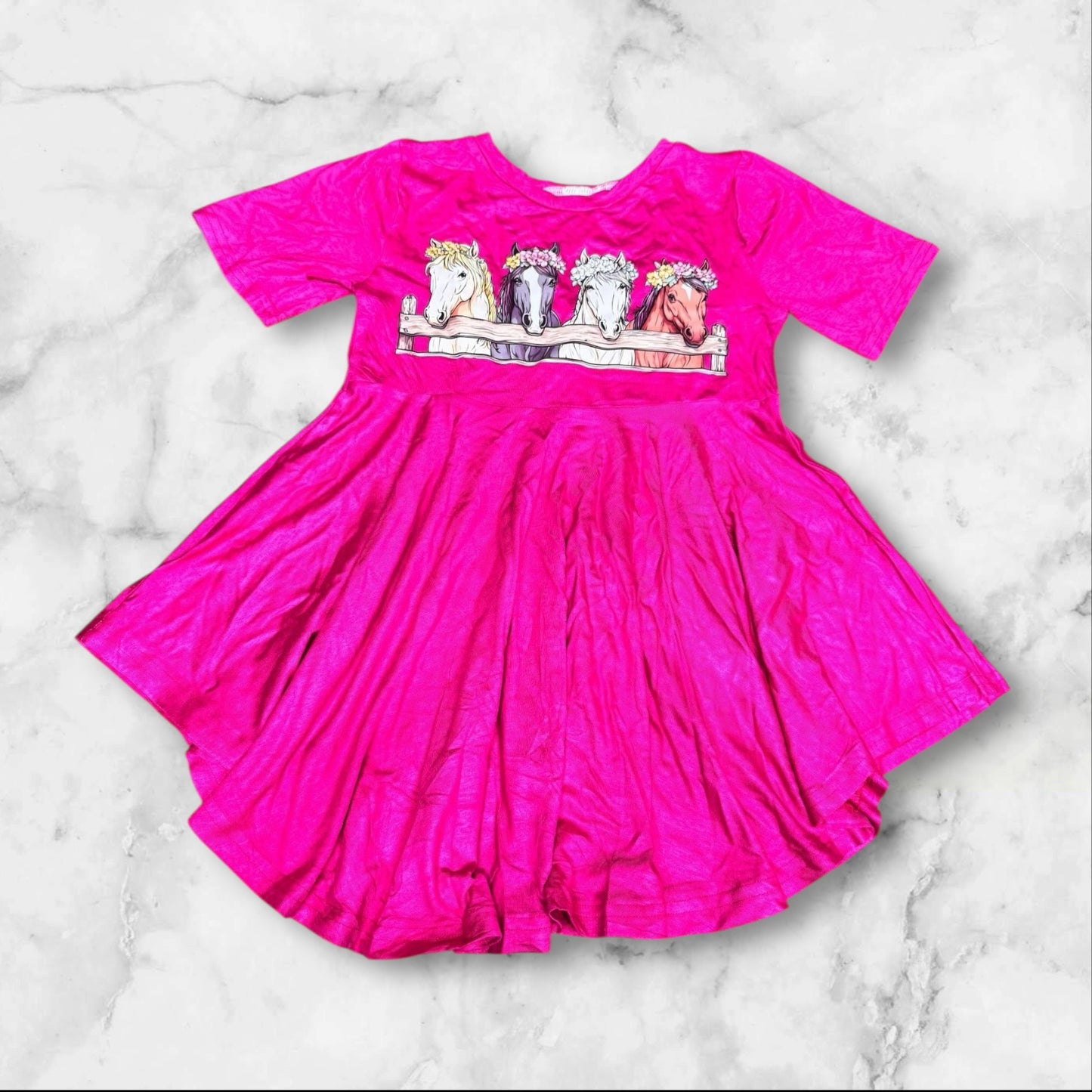 Hot Pink DTF Horse | Curved Hem Peplum | FLAWED | RTS